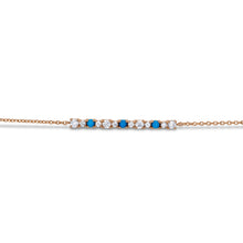 Load image into Gallery viewer, Social Value 18k Rose Gold Diamond and Turquoise Adjustable Chain Stack Bracelet
