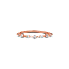 Load image into Gallery viewer, 14k Gold Genuine Diamond Thin Distance Promise Stack Ring Band w/ 9 High Quality Diamonds in White Yellow or Gold
