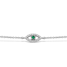 Load image into Gallery viewer, 14k Solid Gold and Natural Diamond Genuine Sapphire Evil Eye Chain Bracelet
