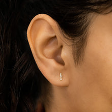 Load image into Gallery viewer, Social Value 18k Solid Rose Gold Natural Diamond Line Stud Earrings, HALF PAIR
