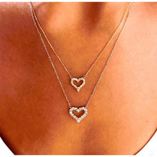 Load image into Gallery viewer, 14k Solid Gold Genuine Natural Diamond Heart Necklace Classic Open Design for Women or Girls White Yellow Rose Gold
