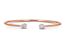 Load image into Gallery viewer, Social Value 18k Rose Gold and Genuine Diamond Open Cluster Teardrop Flexible Stackable Bangle Bracelet Cuf

