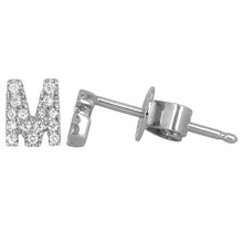 Load image into Gallery viewer, Social Value 14K Solid White Gold Natural Diamond Initial &#39;X&#39; Letter Mix &amp; Match SINGLE Stud Earring (Half Pair)
