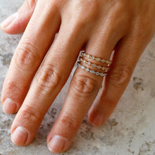 Load image into Gallery viewer, Social Value 14k Rose Gold and Genuine Diamond Minimalist Microset Open Thin Stack Band Ring (Size 5)
