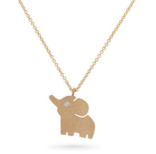 Load image into Gallery viewer, 18K Gold &amp; Diamond Elephant Pendant Necklace | Dainty Golden Elephant Charm Adjustable Chain Necklace | Animal Jewelry For Women + Girls
