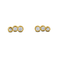 Load image into Gallery viewer, Single (Half Pair) 14k Gold Genuine Diamond Trio Bezel Set Small Bubble Ear Climber Crawler Stud Earring fow Women in White Yellow Rose Gold
