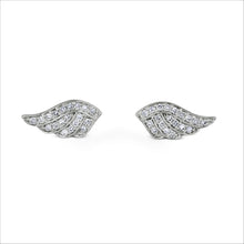 Load image into Gallery viewer, Single (Half Pair) 14k Gold Genuine Pave Diamond Angel Wing Stud Earrings
