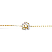 Load image into Gallery viewer, 14k Solid Gold Genuine Natural Diamond Star of David Chain Layering Bracelet

