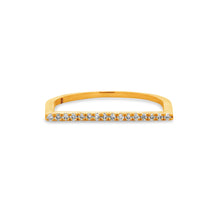 Load image into Gallery viewer, 14k Solid Gold Natural Diamond Microset Thin Bar Ring | Minimalist Diamond Stack Band | Thin Diamond Line Band | Tri-Color Stack Bands
