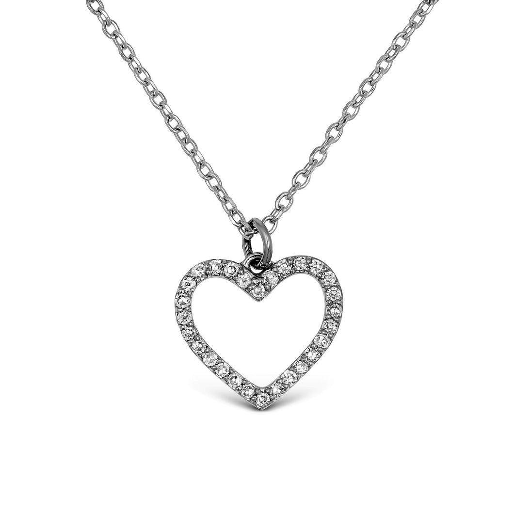 14k Solid Gold Natural Diamond Open Diamond Heart Pendant Necklace W/ Chain | Valentine's Day, Bridesmaid, Sweet 16, Birthday Gift