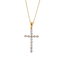 Load image into Gallery viewer, 14k Solid Gold Natural Diamond Common Prong Cross Pendant W/ Chain | Minimalist Diamond Cross Necklace | Religious Christian Jewelry
