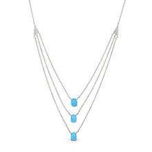 Load image into Gallery viewer, 18K Gold Layered Genuine Turquoise and Diamond Delicate Multi Strand Necklace for Women w/ Adjustable Length Drawstring Chain
