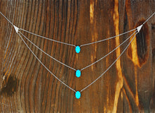 Load image into Gallery viewer, 18K Gold Layered Genuine Turquoise and Diamond Delicate Multi Strand Necklace for Women w/ Adjustable Length Drawstring Chain
