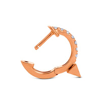 Load image into Gallery viewer, Single (Half Pair) 14k Gold Natural Diamond Huggy Earring with Spike | Single | Minimalist Lobe/Second Hole Earring | Everyday Stud
