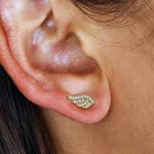 Load image into Gallery viewer, Single (Half Pair) 14k Gold Genuine Pave Diamond Angel Wing Stud Earrings
