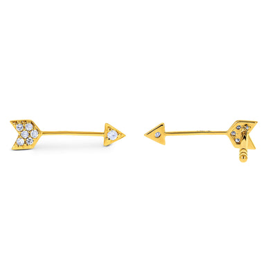 Single (Half Pair) 14k Gold and Genuine Diamond Arrow Stud Earring or Climber | Diamond Minimalist Earring