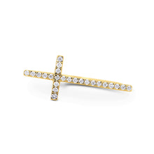 Load image into Gallery viewer, 14k Solid Gold Natural Diamond Minimalist Cross Ring | Religious Jewelry | 14k Gold and Diamond Christian Jewelry | White Yellow Rose Gold
