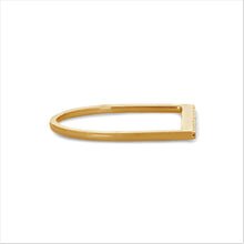 Load image into Gallery viewer, 14k Solid Gold Natural Diamond Microset Thin Bar Ring | Minimalist Diamond Stack Band | Thin Diamond Line Band | Tri-Color Stack Bands
