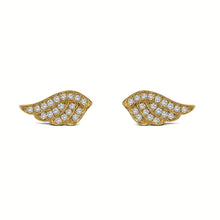 Load image into Gallery viewer, Single (Half Pair) 14k Gold Genuine Pave Diamond Angel Wing Stud Earrings
