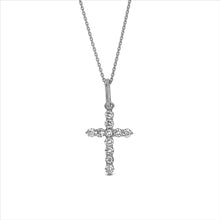 Load image into Gallery viewer, 14k Solid Gold Small Natural Diamond Cross Pendant Necklace .25ct W/ Chain | Minimalist Diamond Cross | Diamond Religious Christian Jewelry
