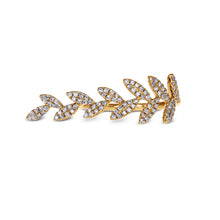 Load image into Gallery viewer, 14k Gold and Genuine Diamond Micro-Pave Leaf Petal Ring | Gold and Diamond Vine Ring for Women
