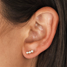 Load image into Gallery viewer, Single (Half Pair) 14k Gold Genuine Diamond Trio Bezel Set Small Bubble Ear Climber Crawler Stud Earring fow Women in White Yellow Rose Gold
