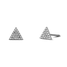 Load image into Gallery viewer, Single (Half Pair) 14k Gold + Genuine Diamond Flat Micro Pave Triangle Stud Earrings w/ High Quality Diamonds in White, Yellow or Rose Gold
