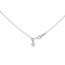 Load image into Gallery viewer, 18k Genuine Diamond Chevron &quot;V&quot; Shaped Necklace w/ High Quality Baguette and Round Diamonds w/ Adjustable Drawstring Chain
