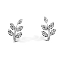 Load image into Gallery viewer, Single (Half Pair) 14k Gold Genuine Natural Diamond Leaves on Branch Earring Studs for Women in White, Yellow or Rose Gold
