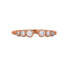 Load image into Gallery viewer, 14k Gold and Genuine Diamond Open Bezel Set Ring with High Quality Graduated Size Diamonds for Women in White, Yellow or Rose Gold
