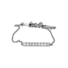 Load image into Gallery viewer, 18k Gold Genuine Diamond Line Bar Minimalist Dainty Thin Chain Bracelet w/ Adjustable Length Drawstring Chain for Women White Yellow Rose
