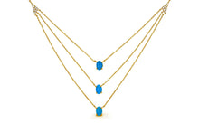 Load image into Gallery viewer, 18K Gold Layered Genuine Turquoise and Diamond Delicate Multi Strand Necklace for Women w/ Adjustable Length Drawstring Chain
