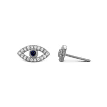 Load image into Gallery viewer, Single (Half Pair) 14k Solid Gold Natural Diamond and Sapphire Evil Eye Stud Earrings w/ High Quality Stones in White, Yellow or Rose Gold
