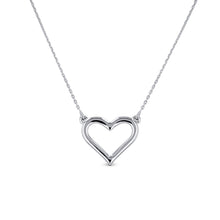Load image into Gallery viewer, 14k Solid Gold Plain Open Heart Necklace Pendant with Adjustable Length Chain in White Yellow or Rose Gold for Women or Girls
