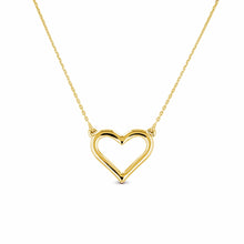 Load image into Gallery viewer, 14k Solid Gold Plain Open Heart Necklace Pendant with Adjustable Length Chain in White Yellow or Rose Gold for Women or Girls
