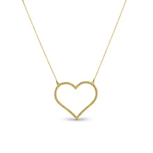 Load image into Gallery viewer, 14k Gold + Genuine High Quality Diamond Classic Open Heart Necklace for Girls or Women White Yellow or Rose Gold w/ Adjustable Chain
