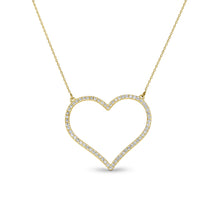 Load image into Gallery viewer, 14k Gold + Genuine High Quality Diamond Classic Open Heart Necklace for Girls or Women White Yellow or Rose Gold w/ Adjustable Chain
