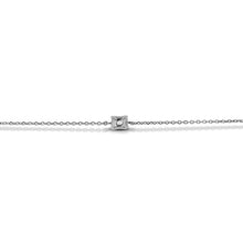 Load image into Gallery viewer, 18k Gold Genuine Emerald Cut Baguette Diamond Chain Layering Minimalist Bracelet w/ Adjustable Drawstring Chain for Women White Yellow Rose
