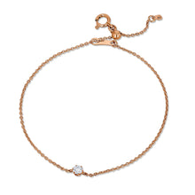 Load image into Gallery viewer, 18k Gold + Genuine Diamond Solitaire Stacking Layering Adjustable Dainty Minimalist Chain Bracelet for Women with Drawstring Pull-Chain
