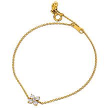 Load image into Gallery viewer, 18k Gold and Genuine Diamond 5 Stone Flower Cluster Stackable Layering Chain Bracelet w/ Adjustable Drawstring Chain in White Yellow or Rose
