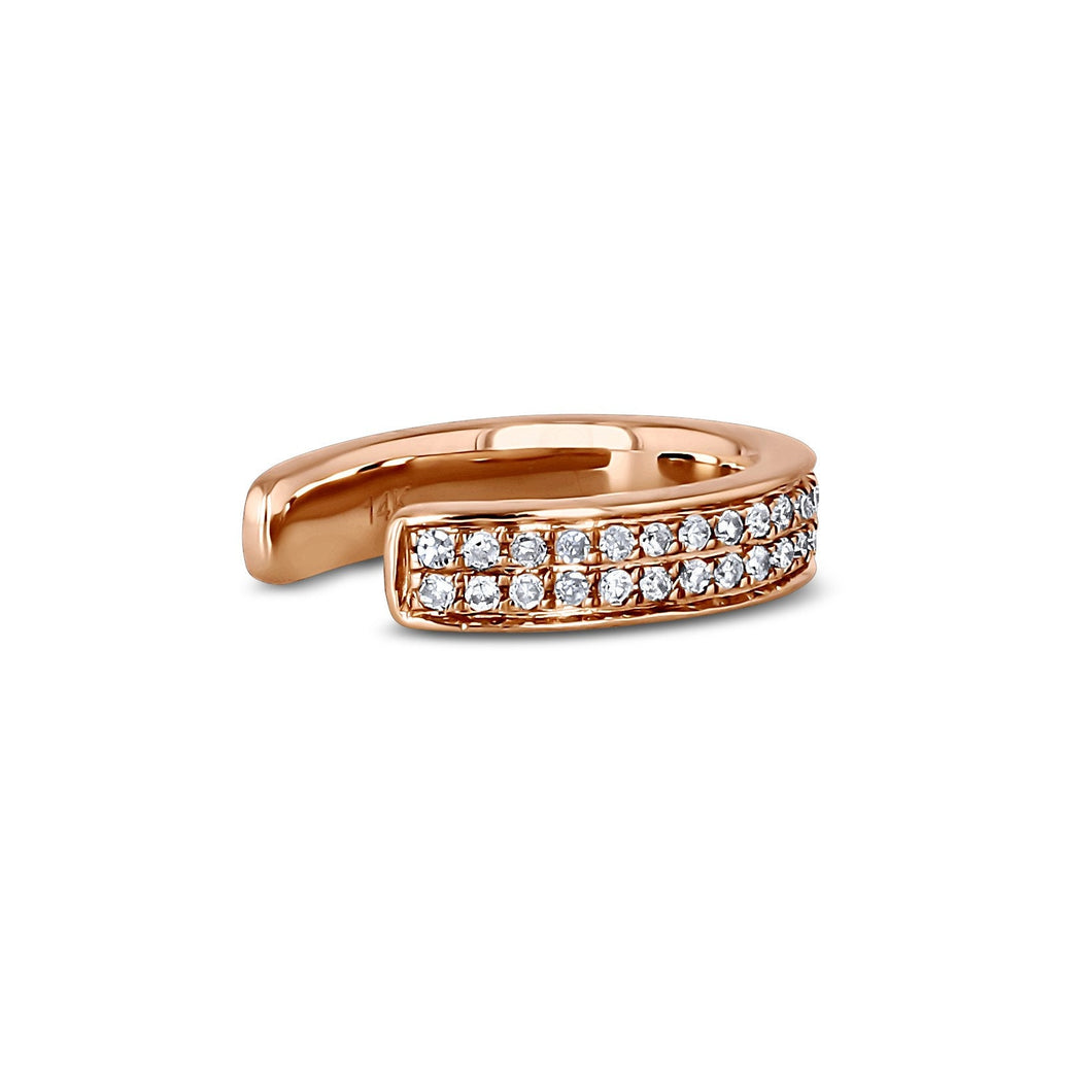 Single 14K Gold & Genuine Diamond Reversible Non-Pierced Ear Cuff