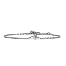 Load image into Gallery viewer, 18k Gold + Genuine Diamond Solitaire Stacking Layering Adjustable Dainty Minimalist Chain Bracelet for Women with Drawstring Pull-Chain
