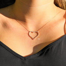 Load image into Gallery viewer, 14k Gold + Genuine High Quality Diamond Classic Open Heart Necklace for Girls or Women White Yellow or Rose Gold w/ Adjustable Chain
