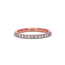 Load image into Gallery viewer, 14k Gold Genuine Diamond 2mm Half Eternity Simple Wedding Band or Stack Ring w/ High Quality Diamonds in White, Yellow or Rose Gold
