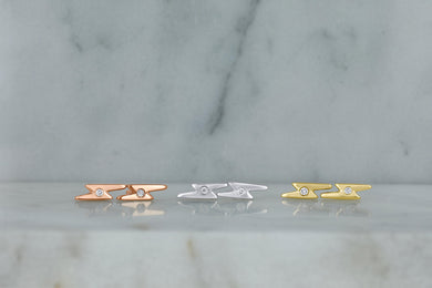 Single Half pair 14k Gold Lightning Bolt Stud and Cartilage Diamond Earrings for Women | Girls in 14k Yellow White and Rose Gold