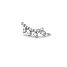 Load image into Gallery viewer, Single (Half Pair) 14k Gold Genuine Diamond Curved Crescent Beaded Bar Ear Climber Crawler Earrings High Quality 2/3&quot;
