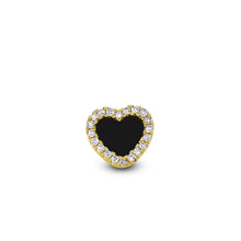 Load image into Gallery viewer, Pair of 14k Gold Genuine Diamond Turquoise Black Onyx White Agate Heart Shaped Stud Earrings for Women or Girls White Yellow Rose

