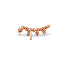 Load image into Gallery viewer, Single (Half Pair) 14k Gold Genuine Diamond Curved Crescent Beaded Bar Ear Climber Crawler Earrings High Quality 2/3&quot;
