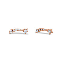 Load image into Gallery viewer, Single (Half Pair) 14k Gold Genuine Diamond Shooting Star Stud Graduated Earring 14k White Yellow Rose Gold
