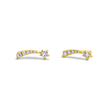 Load image into Gallery viewer, Single (Half Pair) 14k Gold Genuine Diamond Shooting Star Stud Graduated Earring 14k White Yellow Rose Gold
